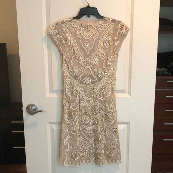 Sue Wong Beige Cocktail Dress Size 6 - Picture 5 of 16